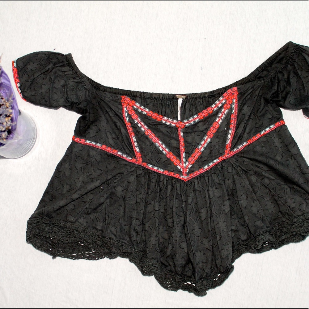 FREE PEOPLE Green Off the Shoulder Top